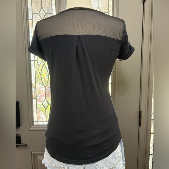 Calvin Klein Black CK Graphic Fitted Short Sleeve Mesh Tee - Picture 5 of 8